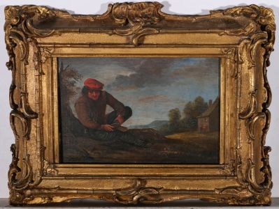 c. 1840 Oil - A Pesky Stone In The Shoe