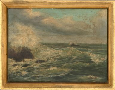 Ein Taudevin - Mid 19th Century Oil, Waves On The Rocks
