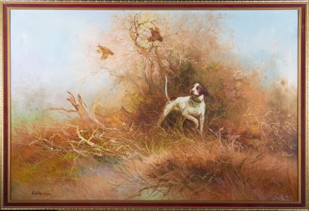 Eugene Kingman (1909-1975) - American School Oil, The Pointer And The Grouse