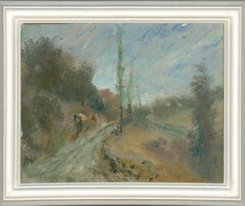 Mid 20th Century Oil - Cattle on Country Track