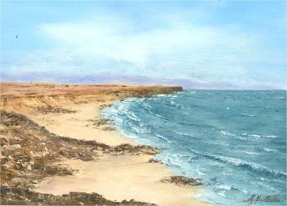 A. Bolado - 20th Century Oil, Coastal Scene