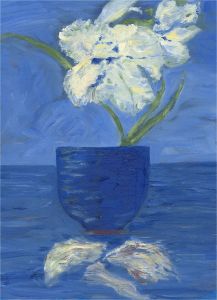 Elaine Adams - Contemporary Acrylic, White On Blue
