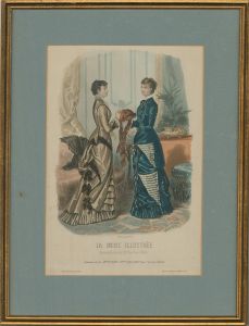 French 1880 Fashion Plate - La Mode Illustree, Day Dresses