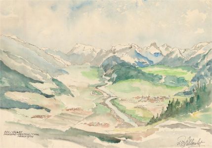 1974 Watercolour - Inn-Valley, Austria