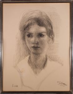 A. Citroen - 20th Century Charcoal Drawing, Portrait of Loes