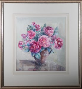 Gay - Mid 20th Century Watercolour, Still Life of Roses in Jug