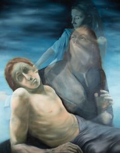 20th Century Oil - Religious Scene in Blue