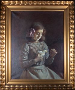 Eduardo Flo Guitart (1881-1958) - Fine, Large 1911 Oil, Girl with Chick