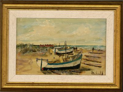 Peter Joseph - Mid 20th Century Oil, Longshore Boats, Aldeburgh