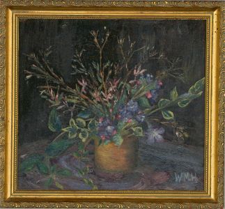 W. M. H - Contemporary Oil, Spring Flowers And Leaves