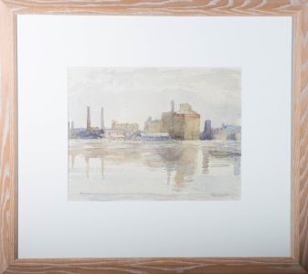 Early 20th Century Watercolour - Industrial Dockland