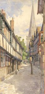 Early 20th Century Watercolour - Cobbled Streets