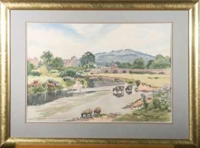 David Birch - 1981 Watercolour, River Lugg, Mordiford, Herefordshire