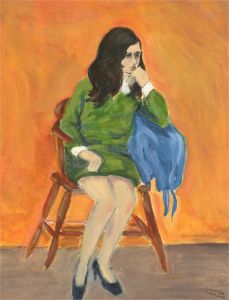 Geraldine Mortimer - Contemporary Oil, Girl in Green Dress