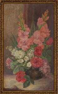 Yoree Morgan - Mid 20th Century Oil, Pink Bouquet