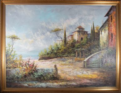 R. Thrower - Contemporary Oil, Italian Coastal Villa