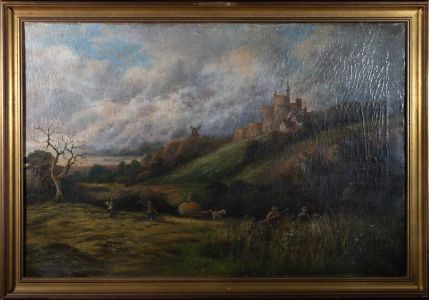 S.G. Morley - Late 19th Century Oil, Haymaking below the Castle