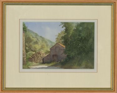 Leslie Jeffries - 1995 Watercolour, Shady Lane in Lerryn, Cornwall