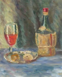 Contemporary Oil - Still Life with Wine Glass