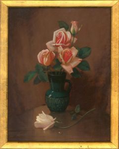 20th Century Pastel - Roses in Green Vase