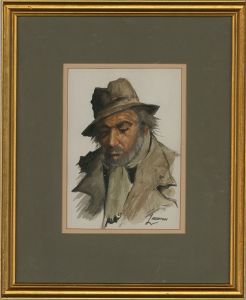 L. Rushton - Contemporary Watercolour, Portrait of a Man