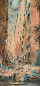 Early 20th Century Watercolour - Italian Streets