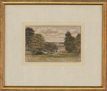 1856 Watercolour - Grey Horse in a Landscape