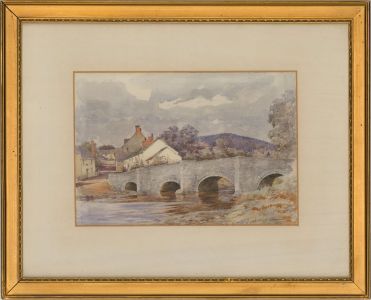 J. Alick Thomas - 1909 Watercolour, Village Bridge