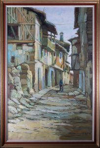 Casas - Contemporary Oil, Italian Cobbled Street