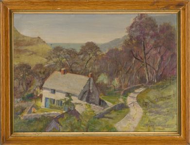 Mary Hickman - 20th Century Oil, Countryside View with Cottage