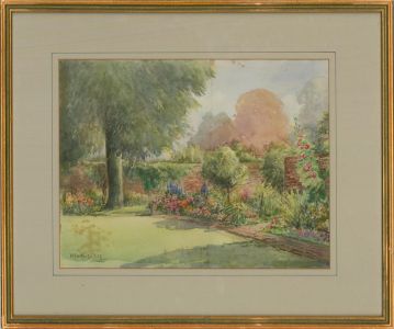 20th Century Watercolour - Flowering Garden