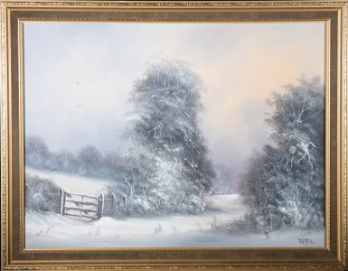 James Muir Gilbert Jnr. - 1987 Oil, Snow Scene from Royston Heath