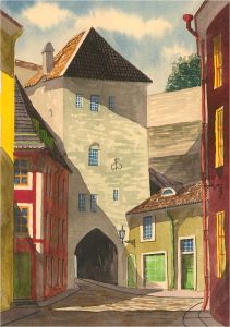 Mid 20th Century Watercolour - Pikk Street
