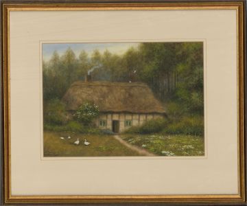 David Pritchard  - 1991 Watercolour, Woodland Cottage