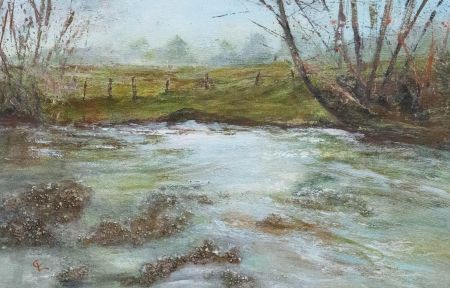 Cherry Lyons - Contemporary Mixed Media, The River Flows Past
