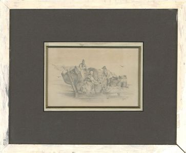 J.M.A. - 1844 Graphite Drawing, Fishing Boat