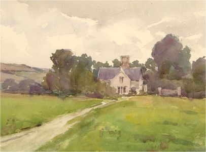 John C. Halfpenny (1853-1933) - Watercolour, The Lodge, Durweston