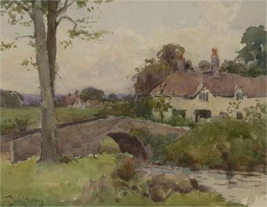 John C. Halfpenny (1853-1933) - Watercolour, Countryside Arch Bridge