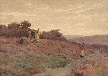 John C. Halfpenny (1853-1933) - Watercolour, Figure in Rural Landscape