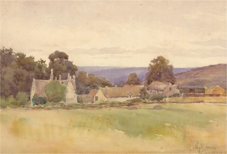 John C. Halfpenny (1853-1933) - Watercolour, Hill Farm, Painswick