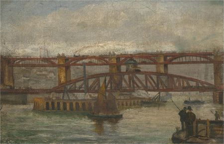 Early 20th Century Oil - The High Level Bridge, Newcastle