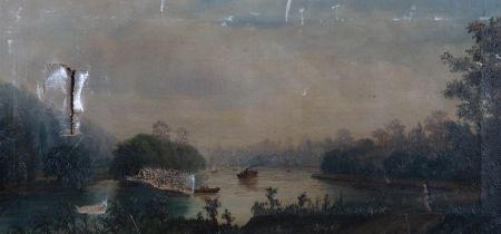 For Restoration - B. Scott - Late 19th Century Oil, Boating on the Lake