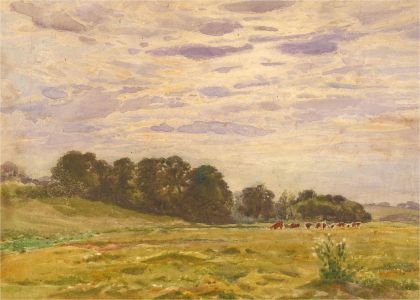 Mid 20th Century Watercolour - Landscape View with Cattle