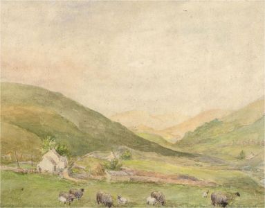 Early 20th Century Watercolour - Landscape View with Sheep