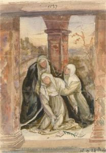 After Sodoma (1477-1549) - Early 20C Watercolour, Ecstasy of Saint Catherine