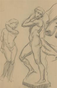 Frederick P. Cooke (1896-1978) - Charcoal Drawing, Male Figure Study