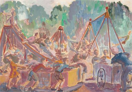 Frederick P. Cooke (1896-1978) - Mid 20th Century Gouache, Children's Playground