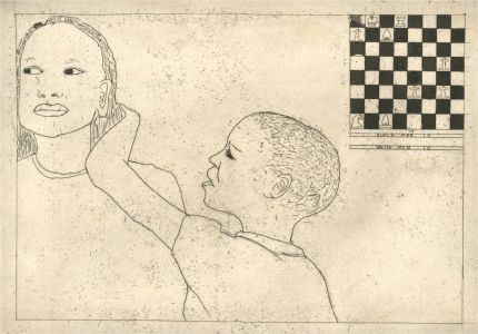 L.C. Blair - 1972 Etching, Mother and Son
