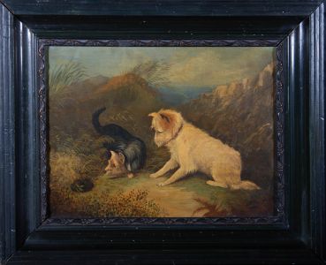 J.C.W.J. - Late 19th Century Oil, Terriers