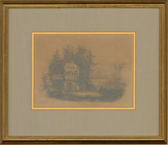 Early 19th Century Graphite Drawing - Dancing outside the Cottage